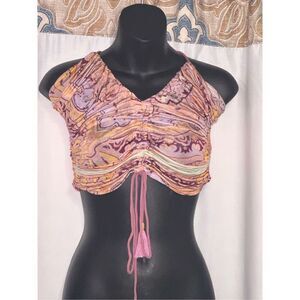 Beautiful Free People Cocktail Queen Printed Top size S/P ruched fabrication and